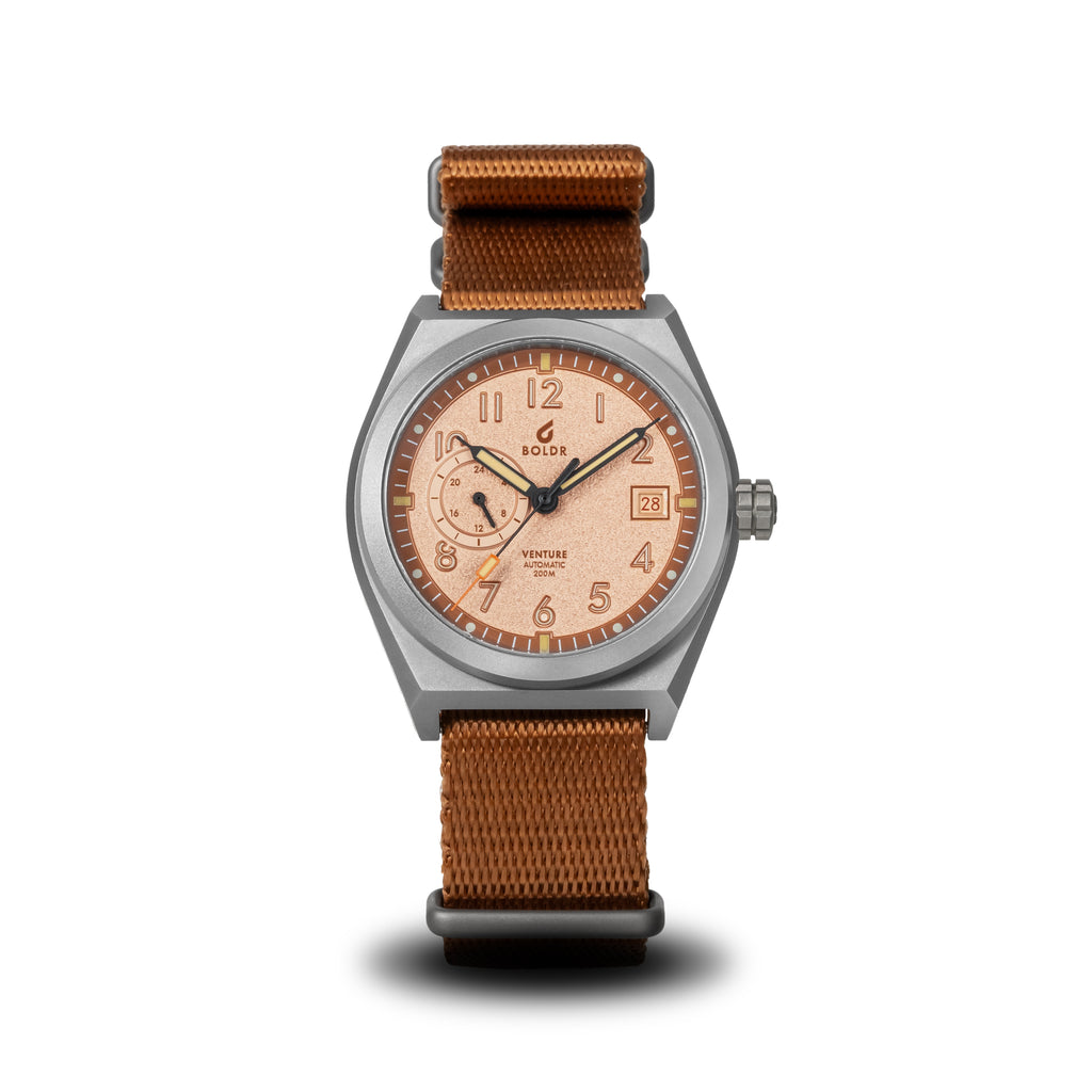 Montre BOLDR Wayfarer Olive - Automatique Titane - Cadran Vert - Étanche 200m